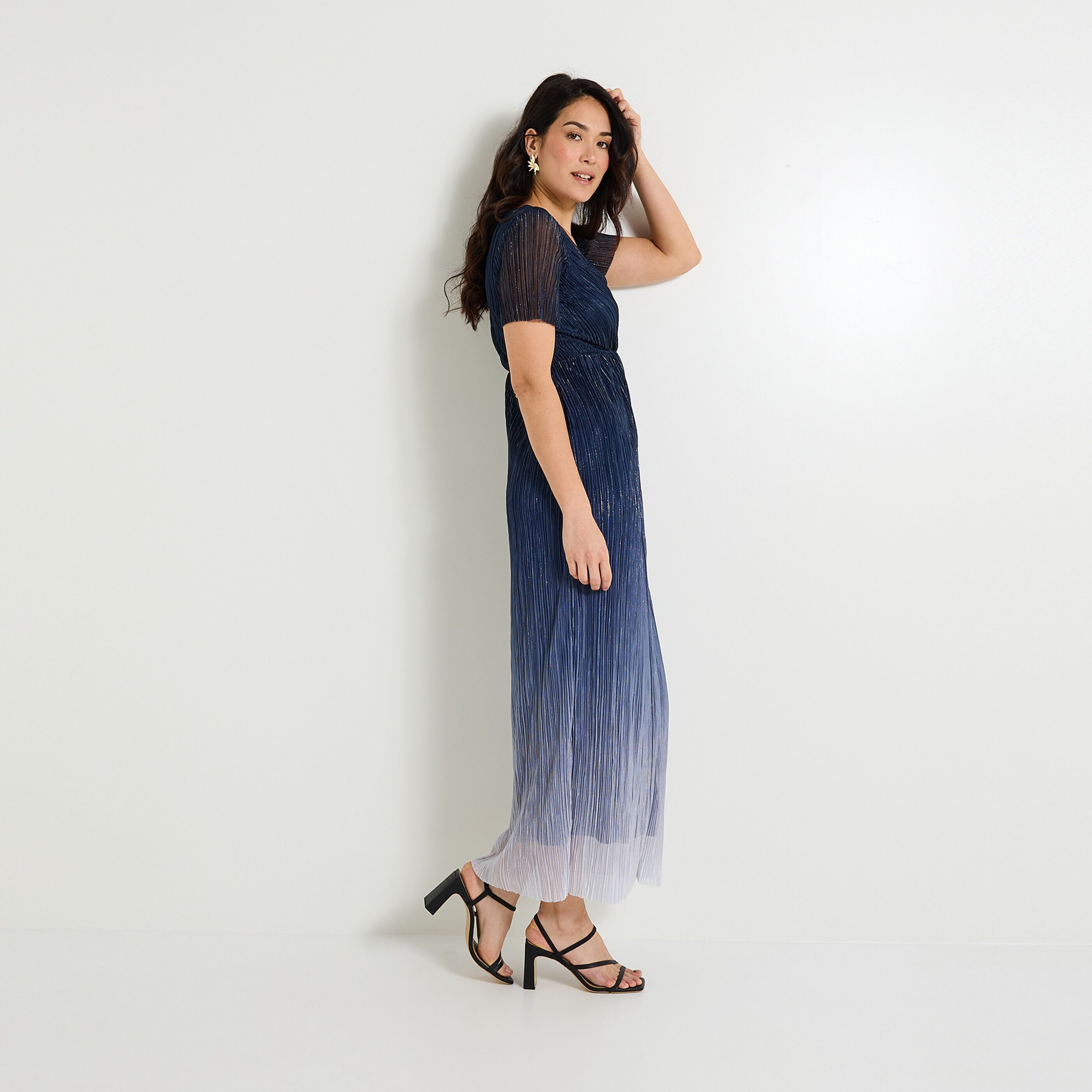 Robe longue iris&eacute;e femme