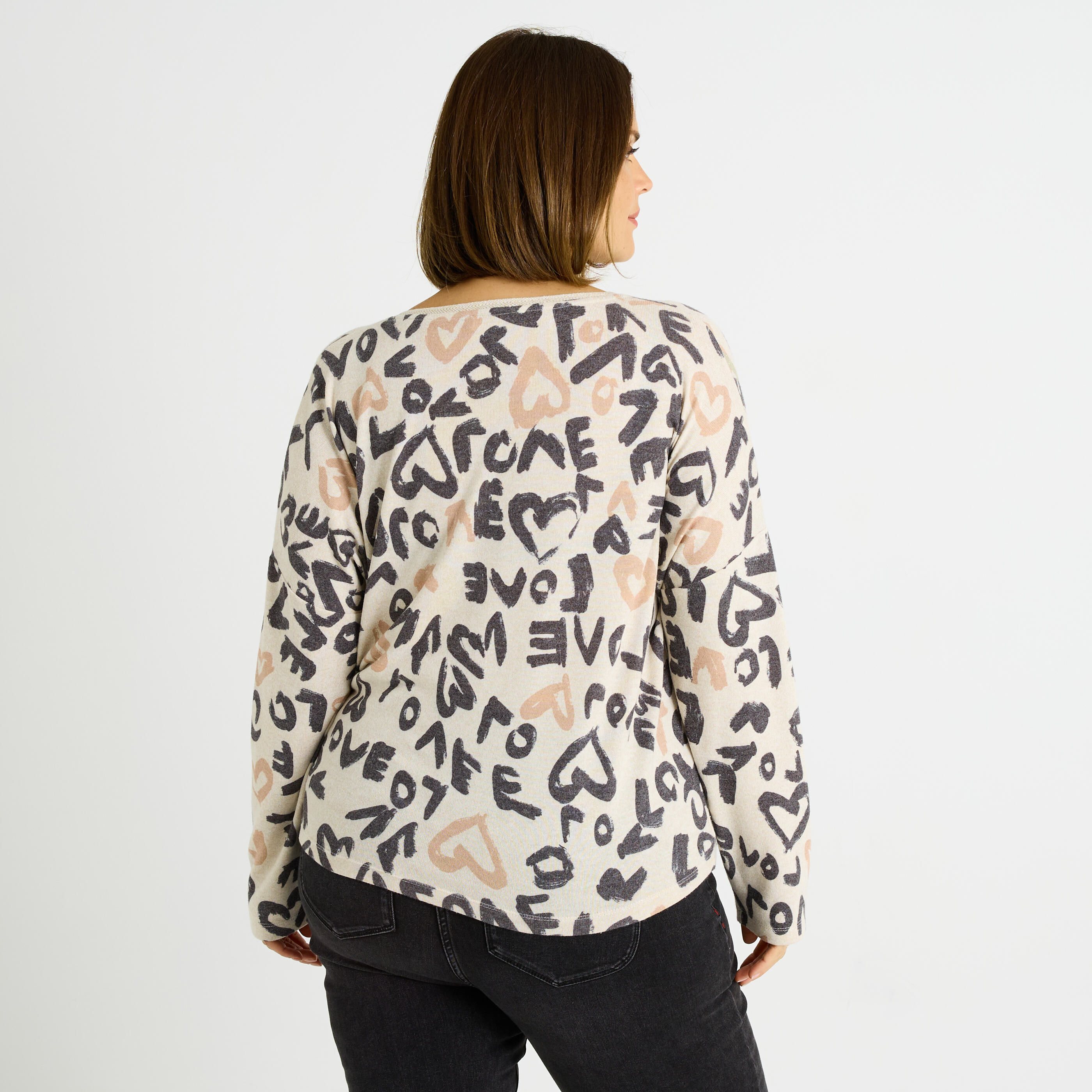 T-shirt imprim&eacute; c&oelig;ur femme