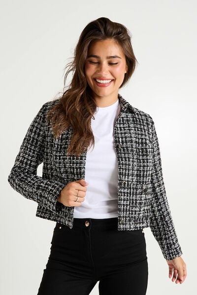Veste tweed col chemise femme