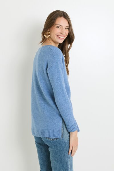 Pull col V femme
