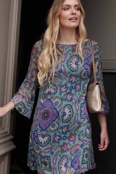 Robe imprimée manches 3/4 femme