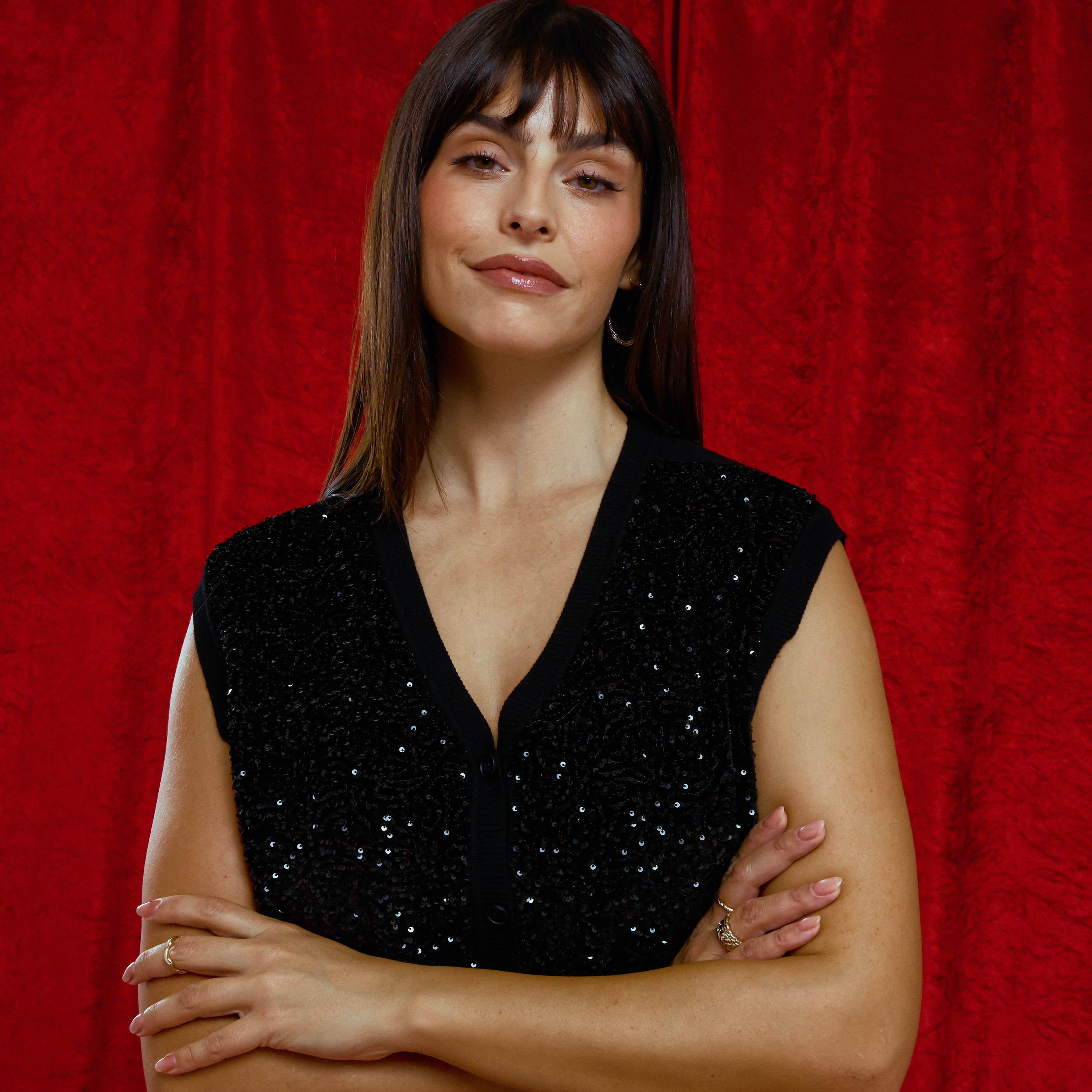 Gilet sans manches &agrave; sequins femme