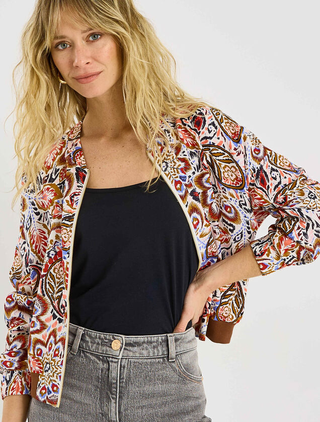 Veste bomber zipp&eacute; imprim&eacute; paisley femme
