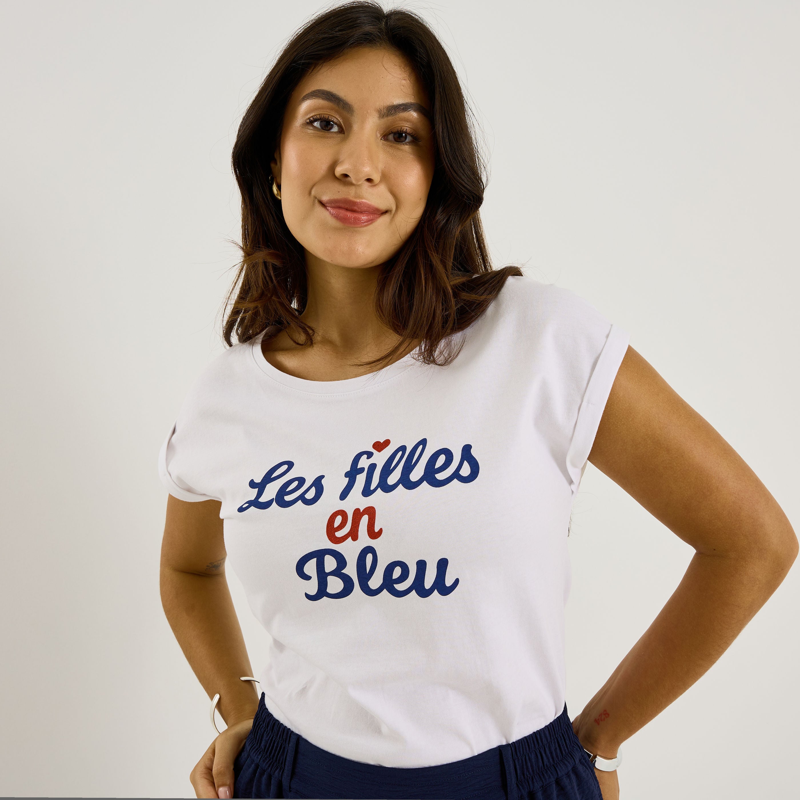T-shirt col rond print femme