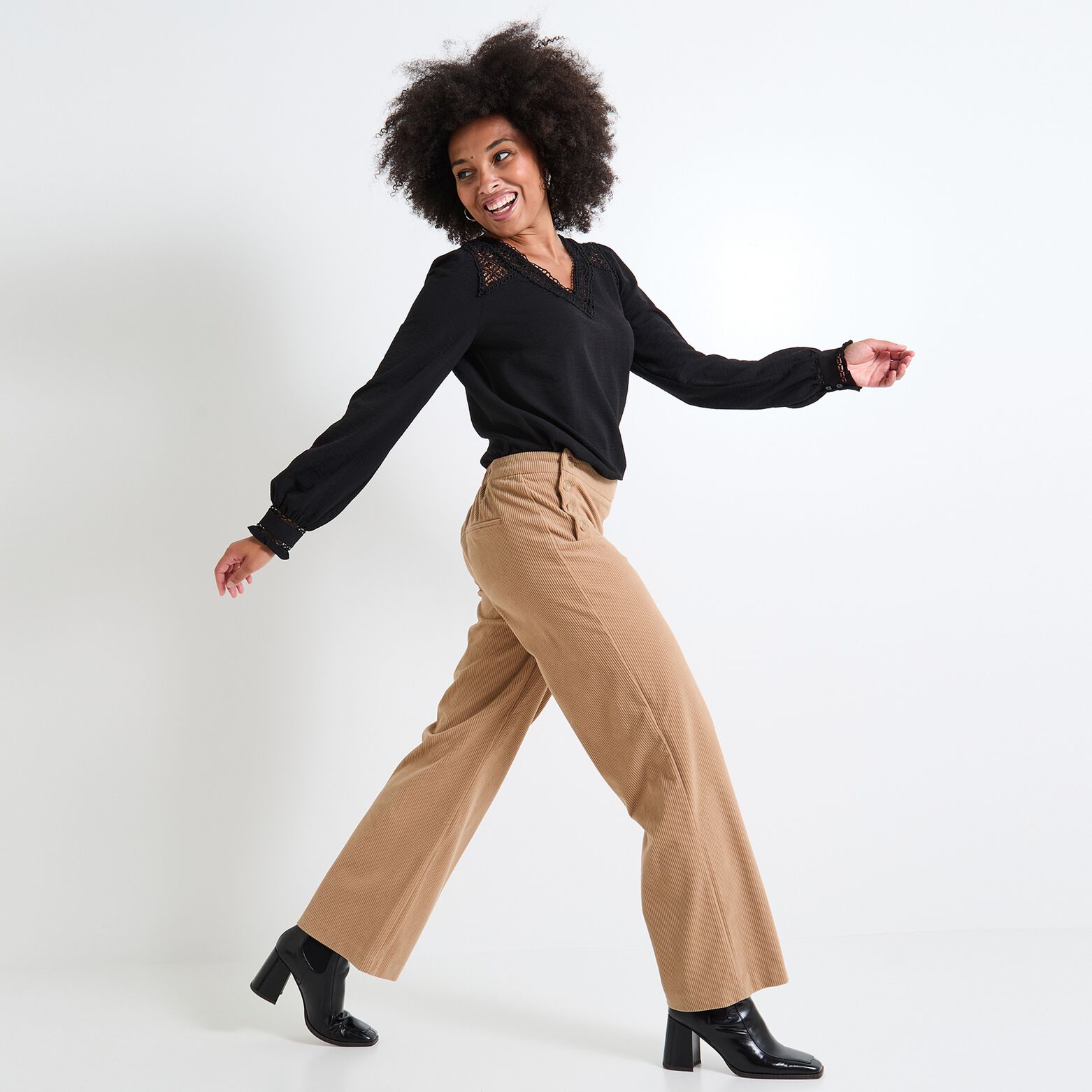 Pantalon velours femme