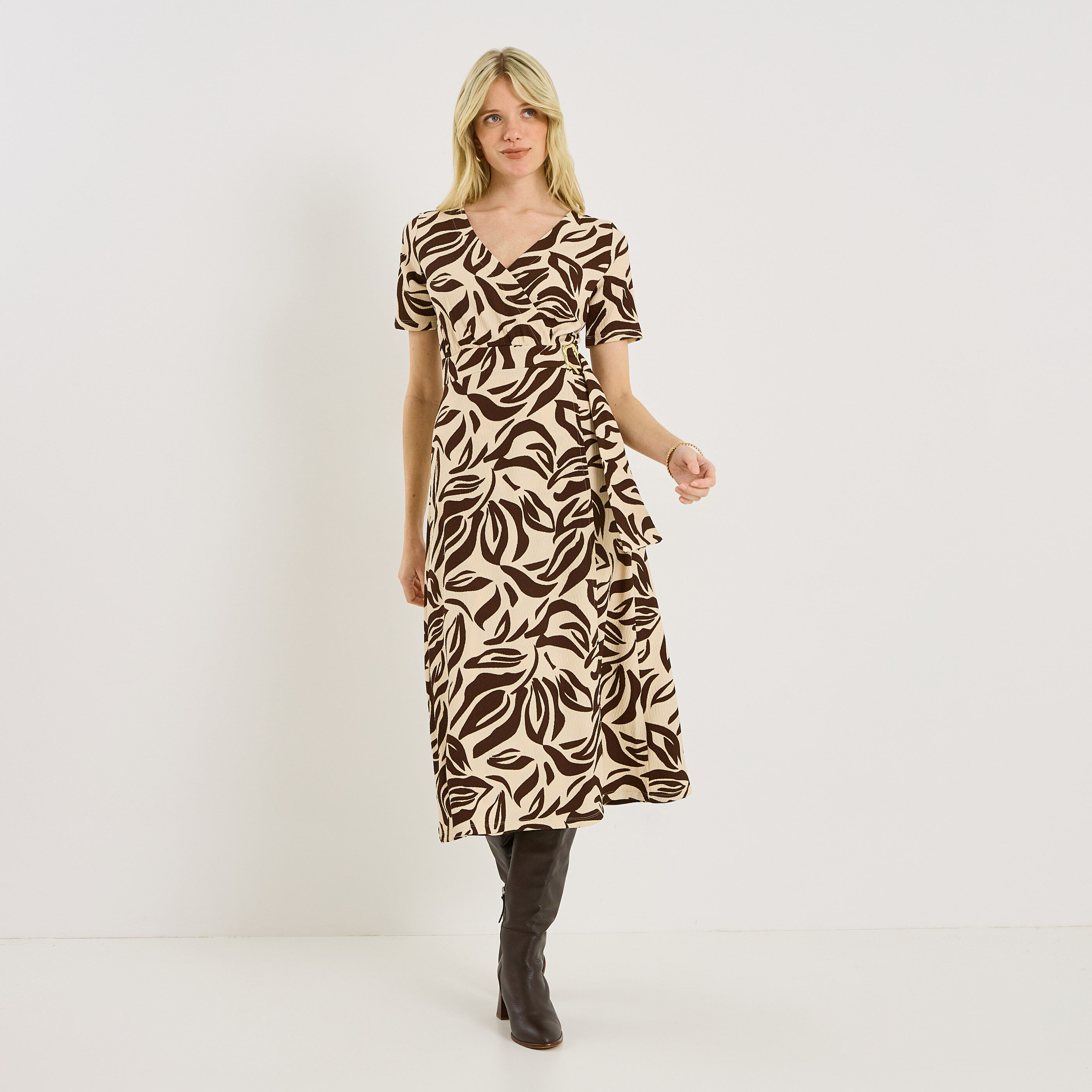 Robe longue en maille imprim&eacute;e