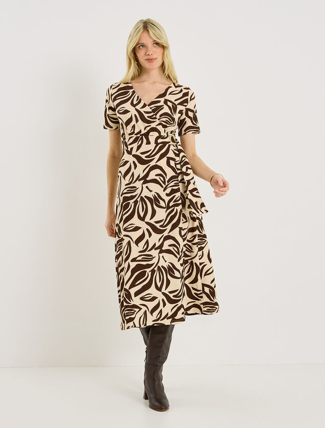 Robe longue en maille imprim&eacute;e
