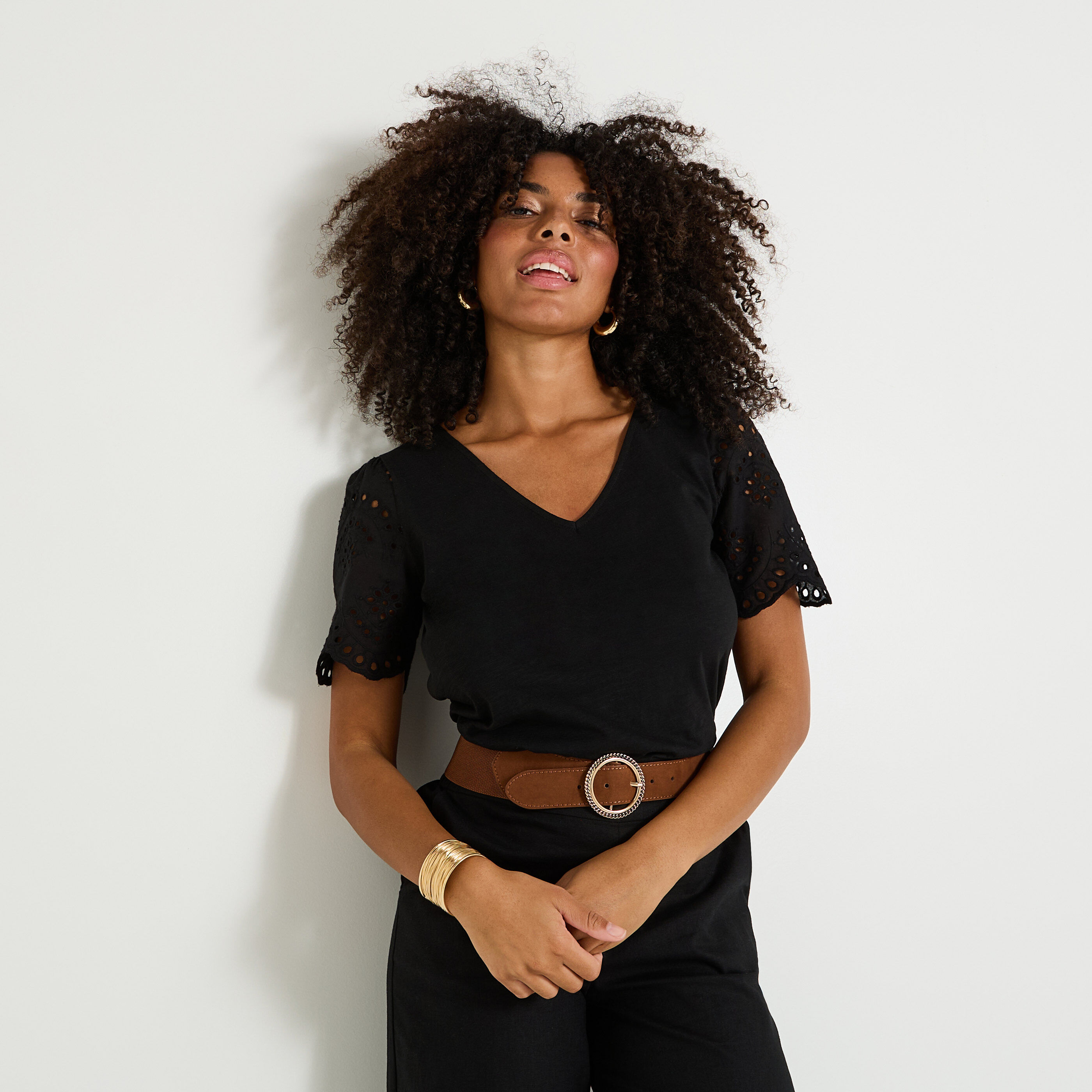 T-shirt manches volant&eacute;es femme