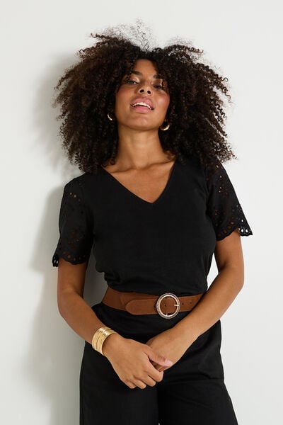 T-shirt manches volantées femme