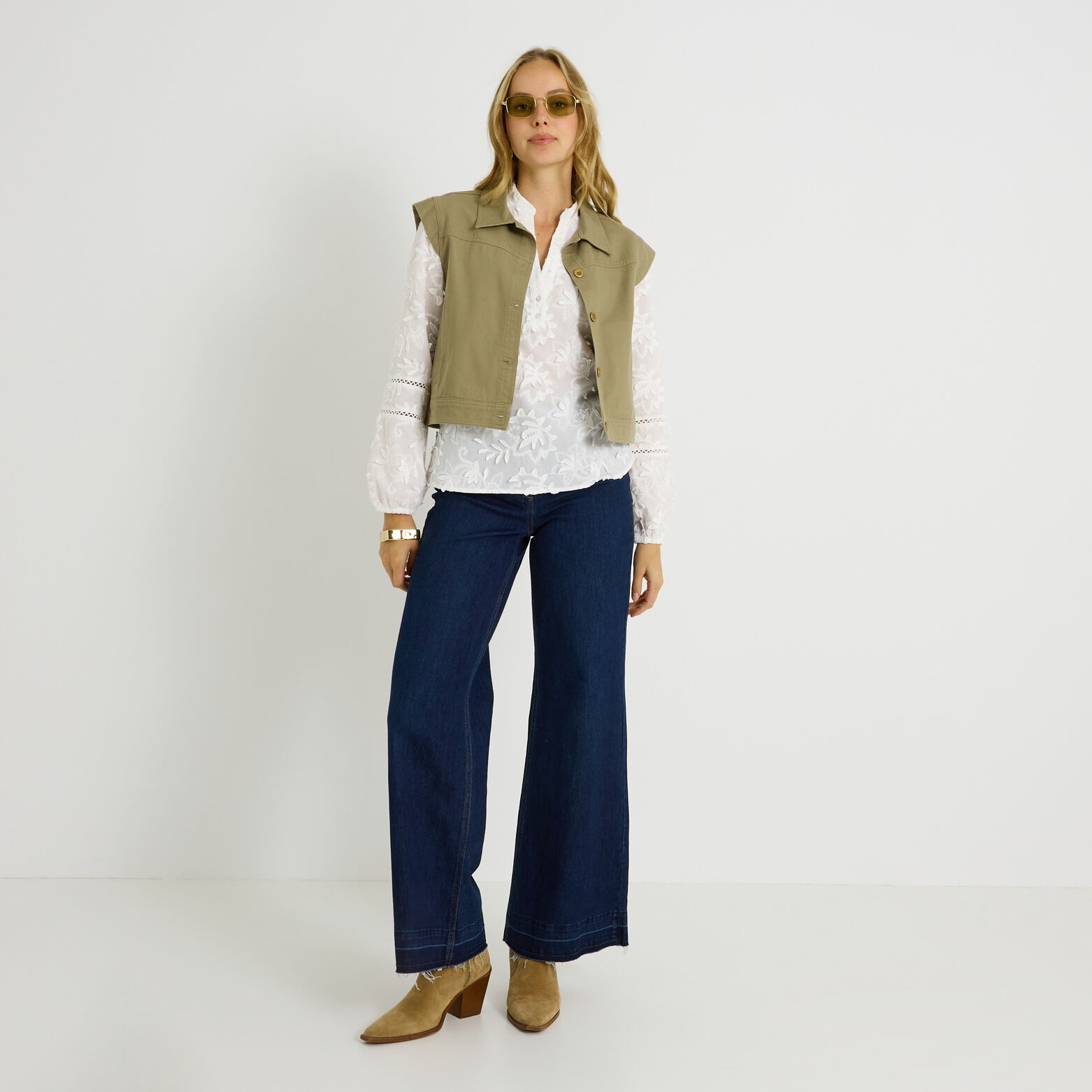 Santiag blanche mi mollet avec broderies pour femme • Ma Santiag Santiag blanche mi mollet avec broderies pour femme • Ma Santiag
