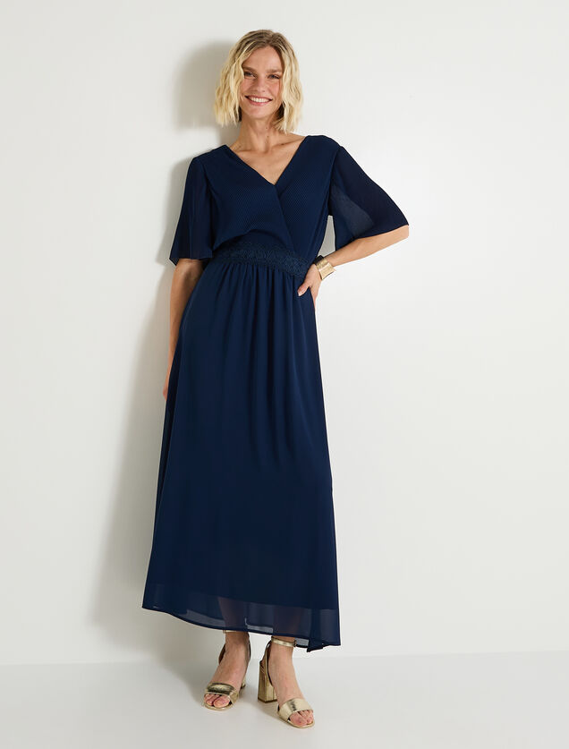 Robe longue cocktail à col V