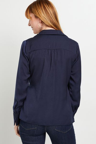 Blouse cache coeur satin femme