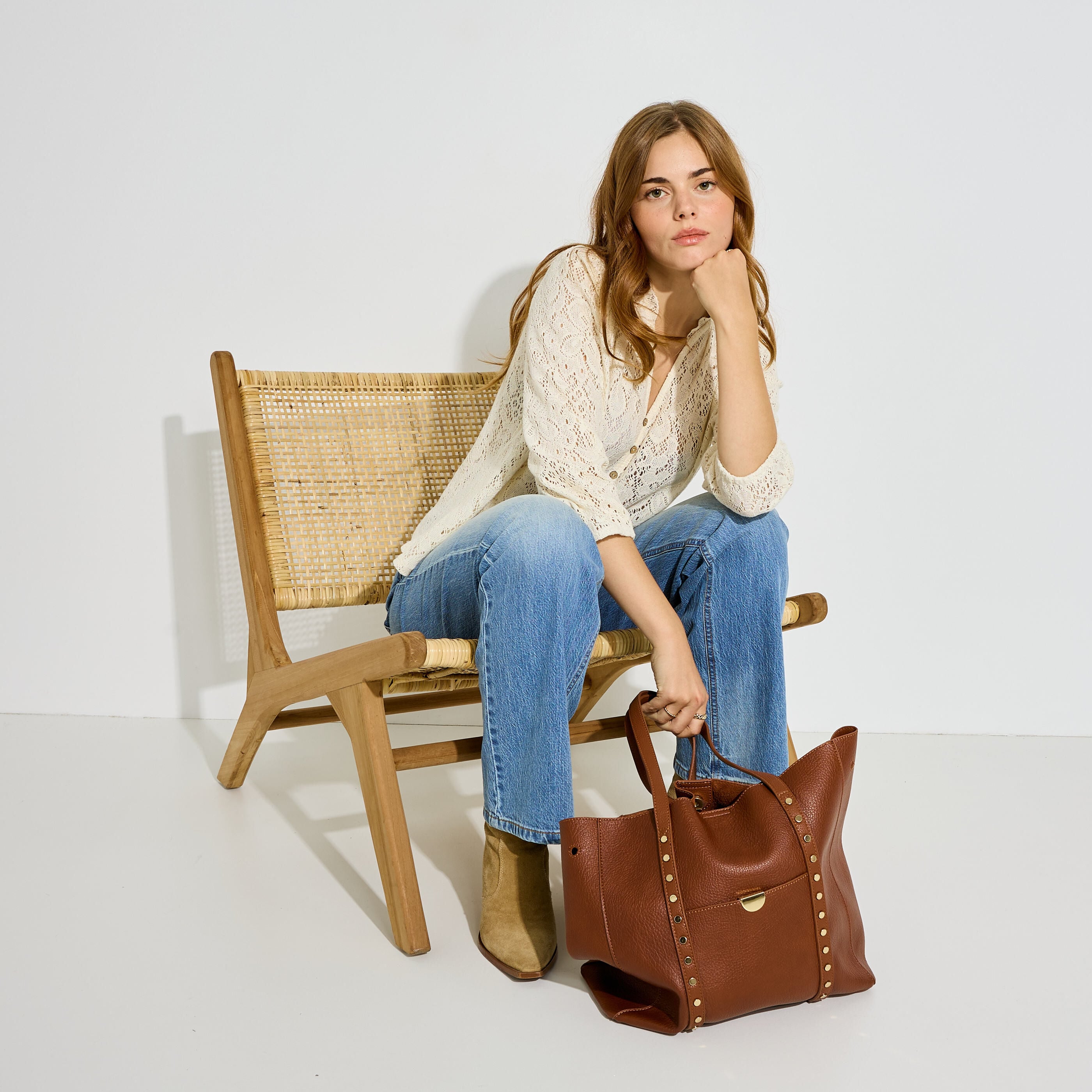 Chemisier ajour&eacute; femme