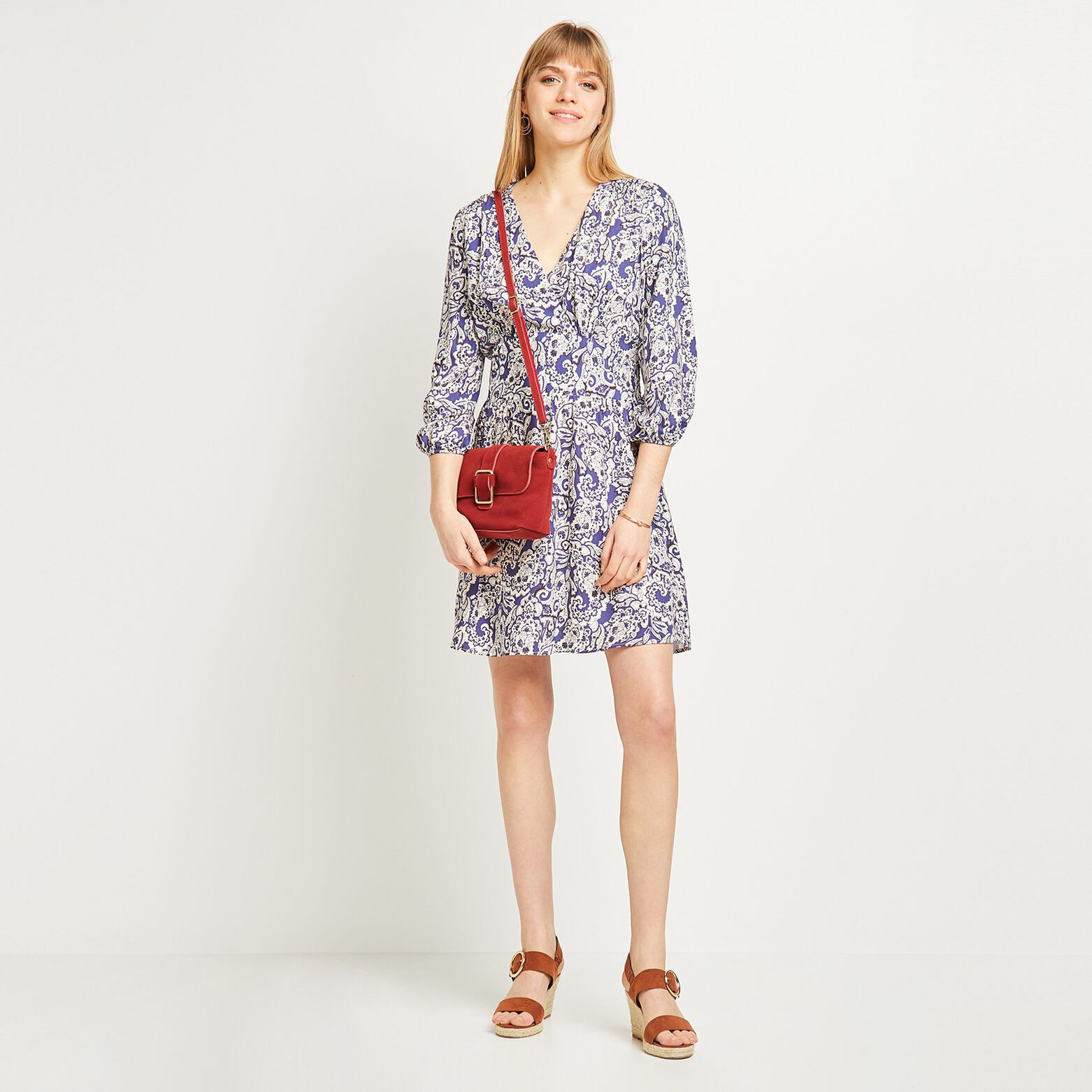 Robe imprimée mi-longue femme 