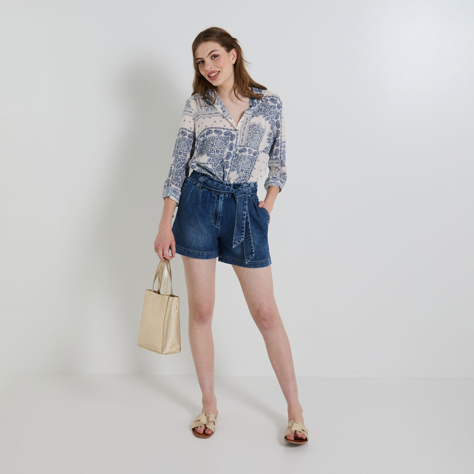 Short en denim femme