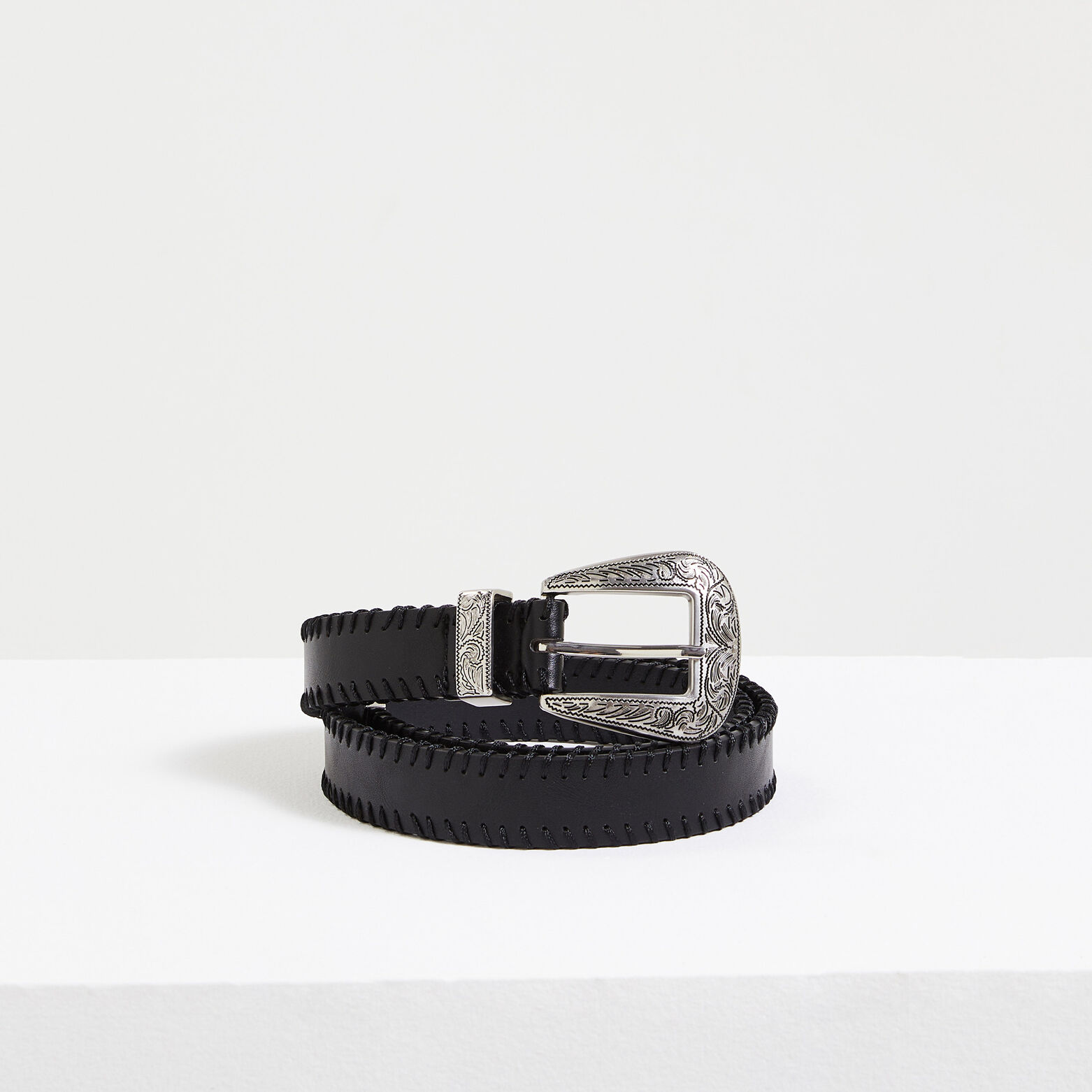 Ceinture boucle argentée femme