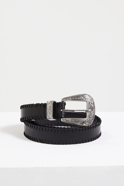 Ceinture boucle argentée femme