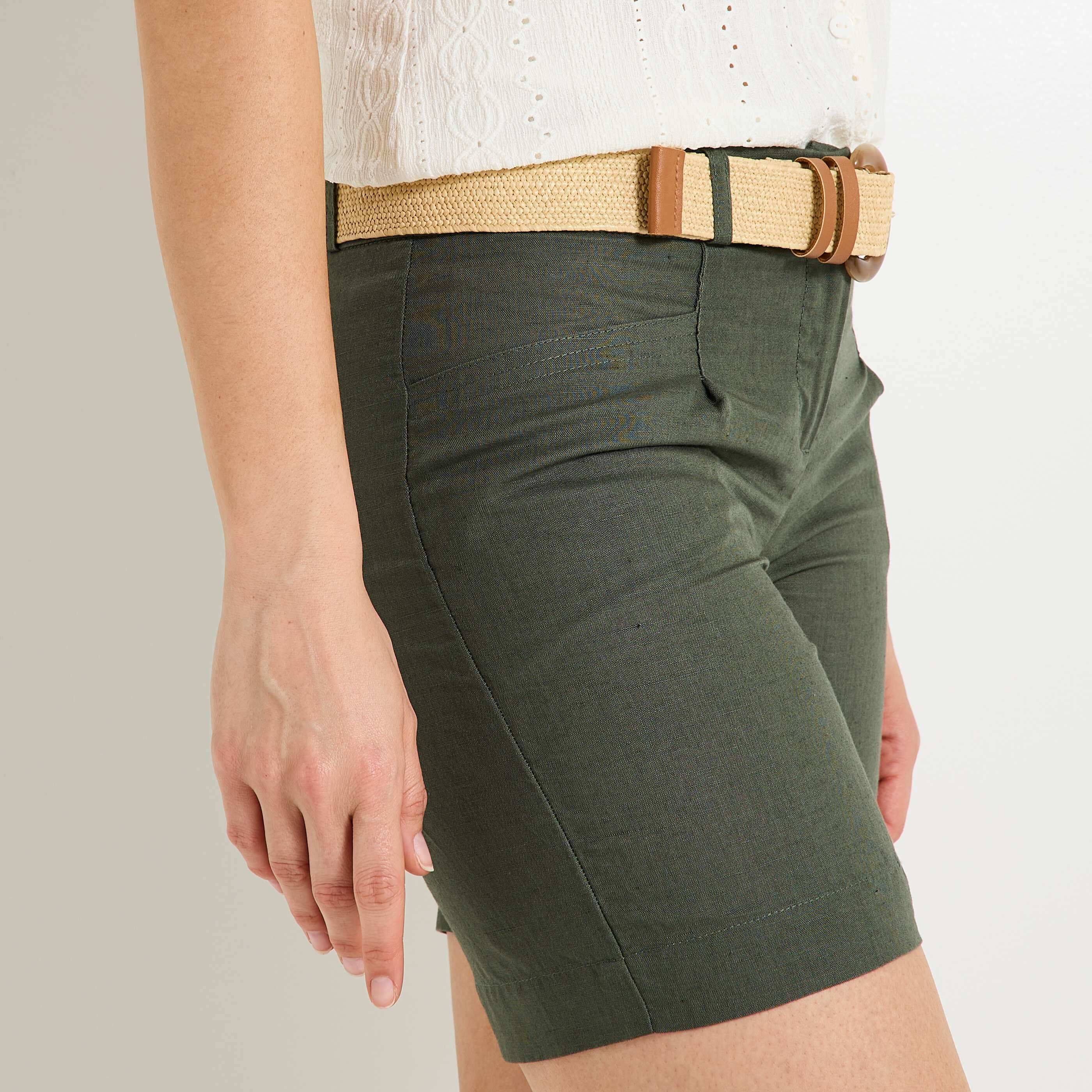 Short en lin m&eacute;lang&eacute; femme