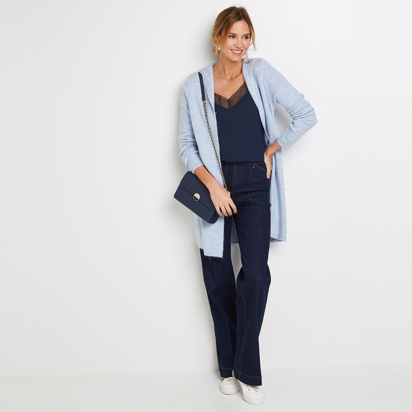 Gilet long à capuche femme