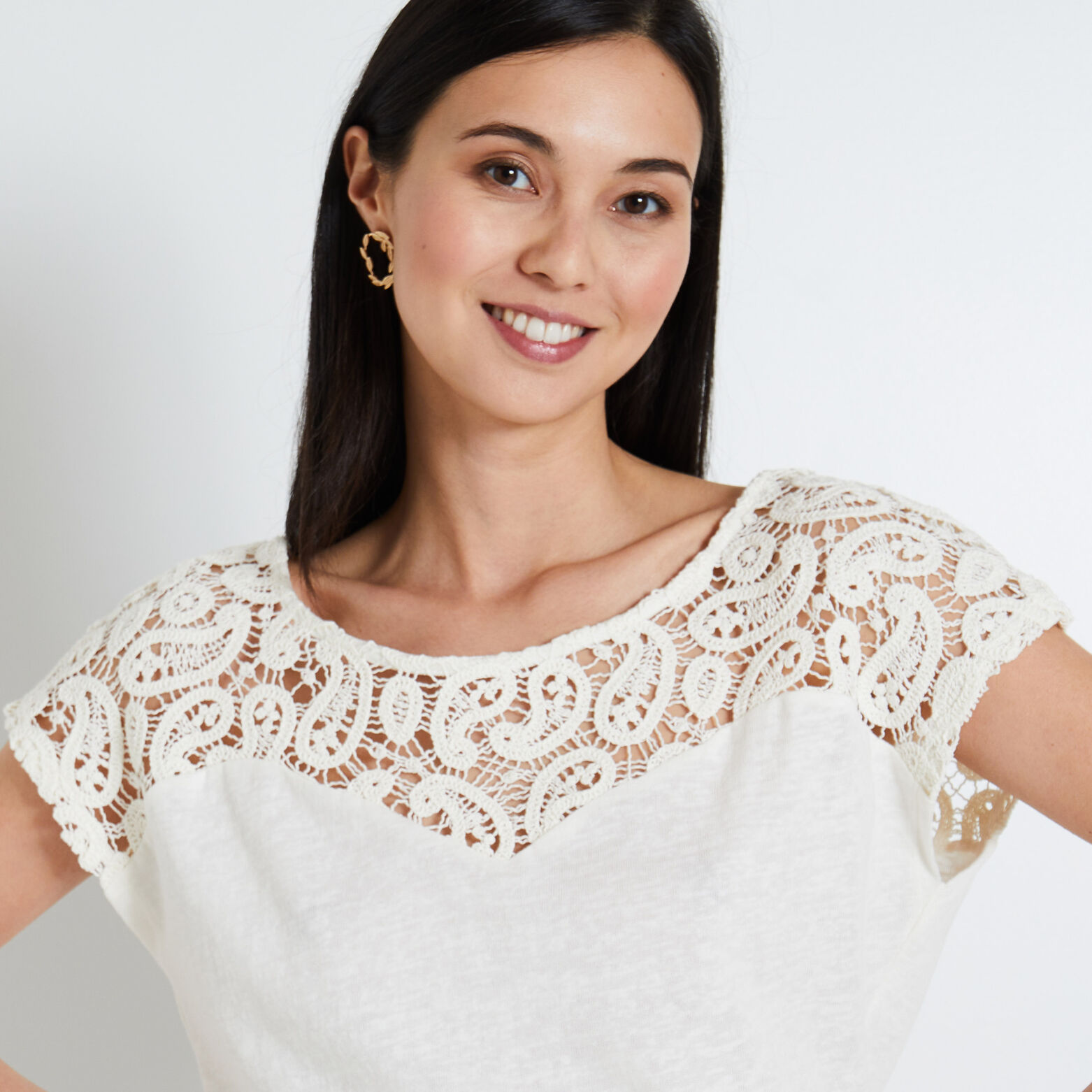 Tshirt détails crochet femme