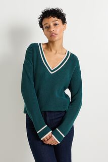 Pull col V femme