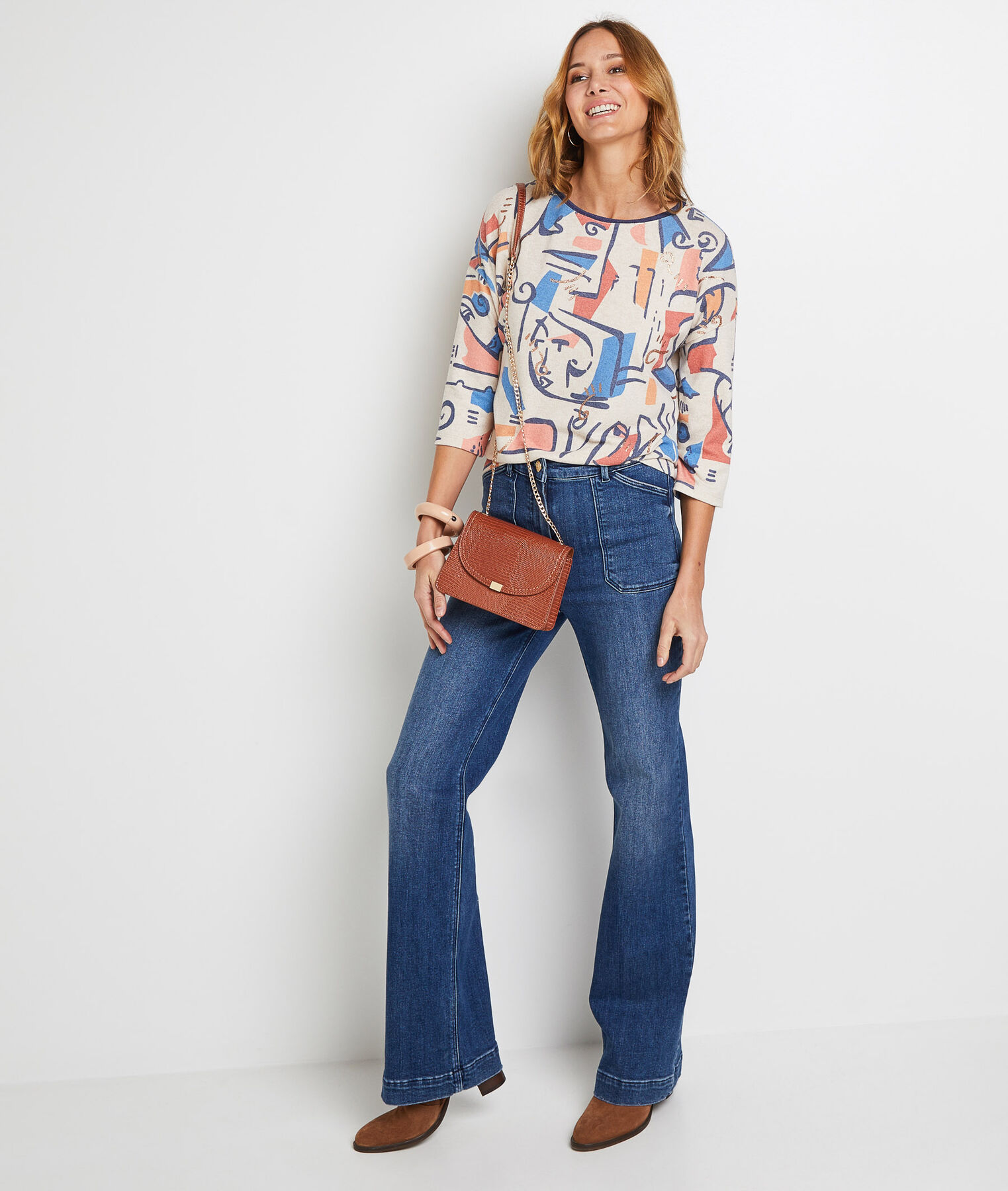 T-shirt col rond imprimé femme