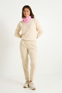 Pantalon tall en velours à revers femme