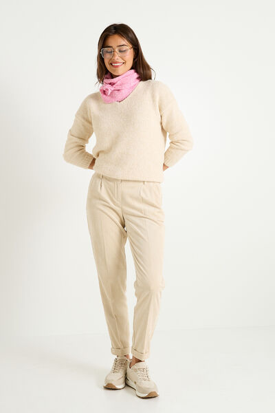 Pantalon tall en velours à revers femme