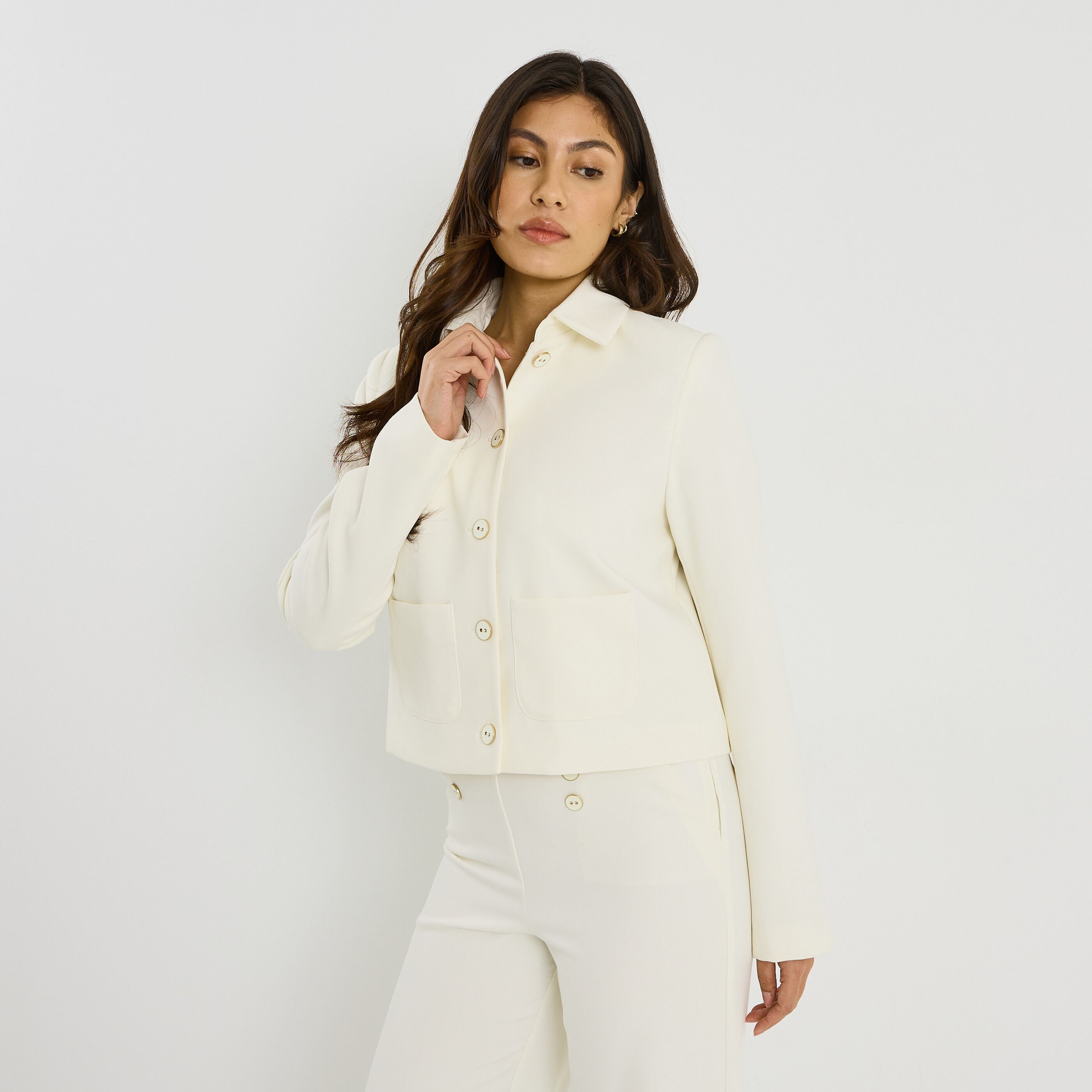 Veste courte col chemise femme