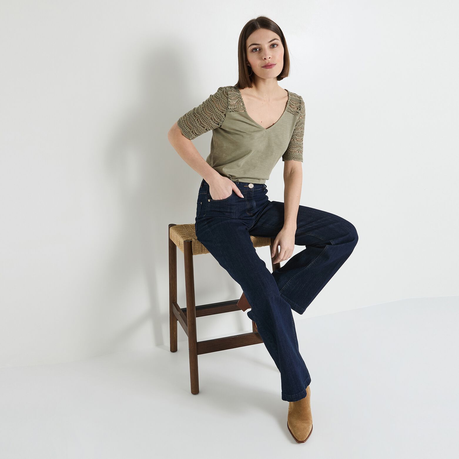 T-shirt col V femme
