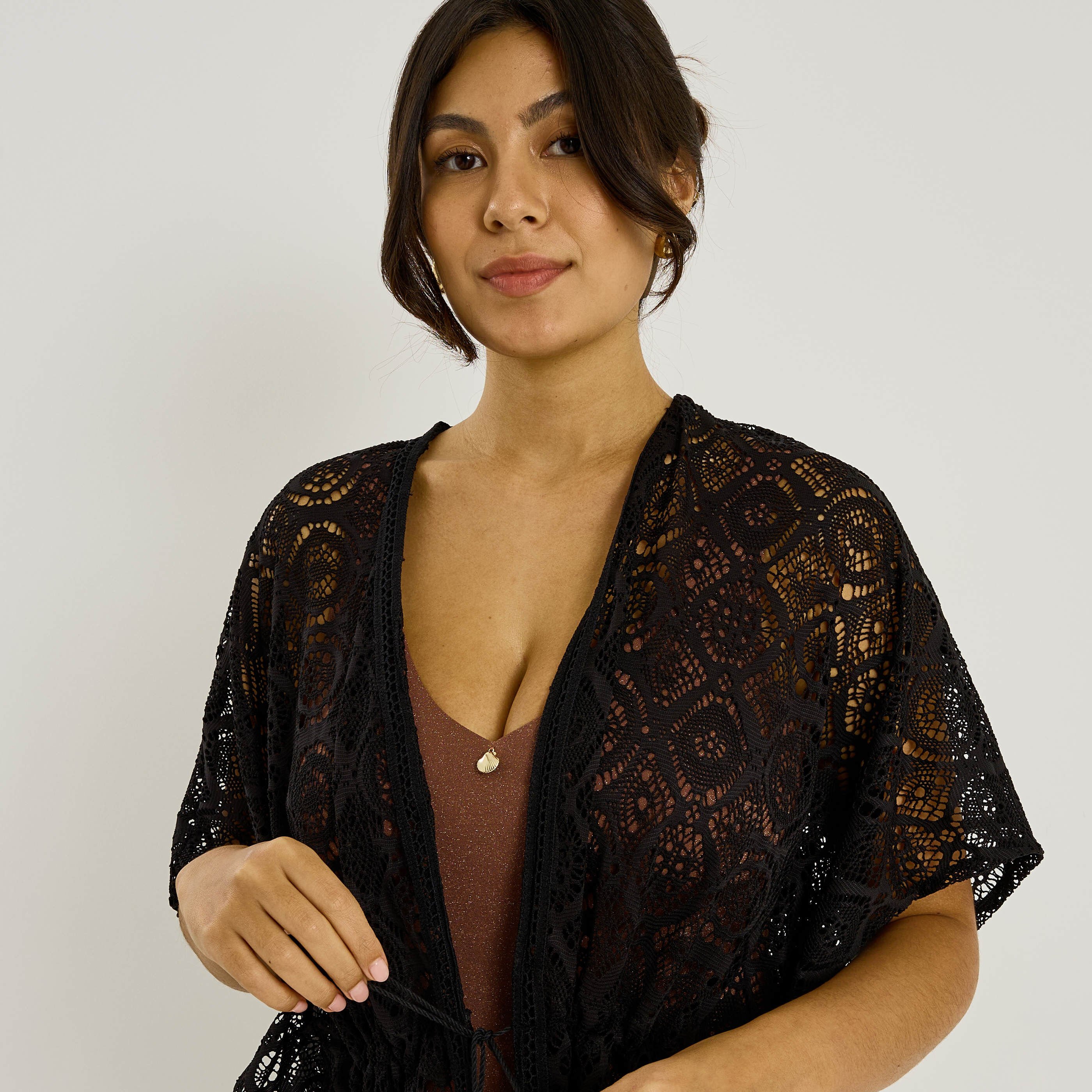 Kimono de plage en crochet femme