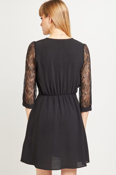 Robe manches dentelles femme