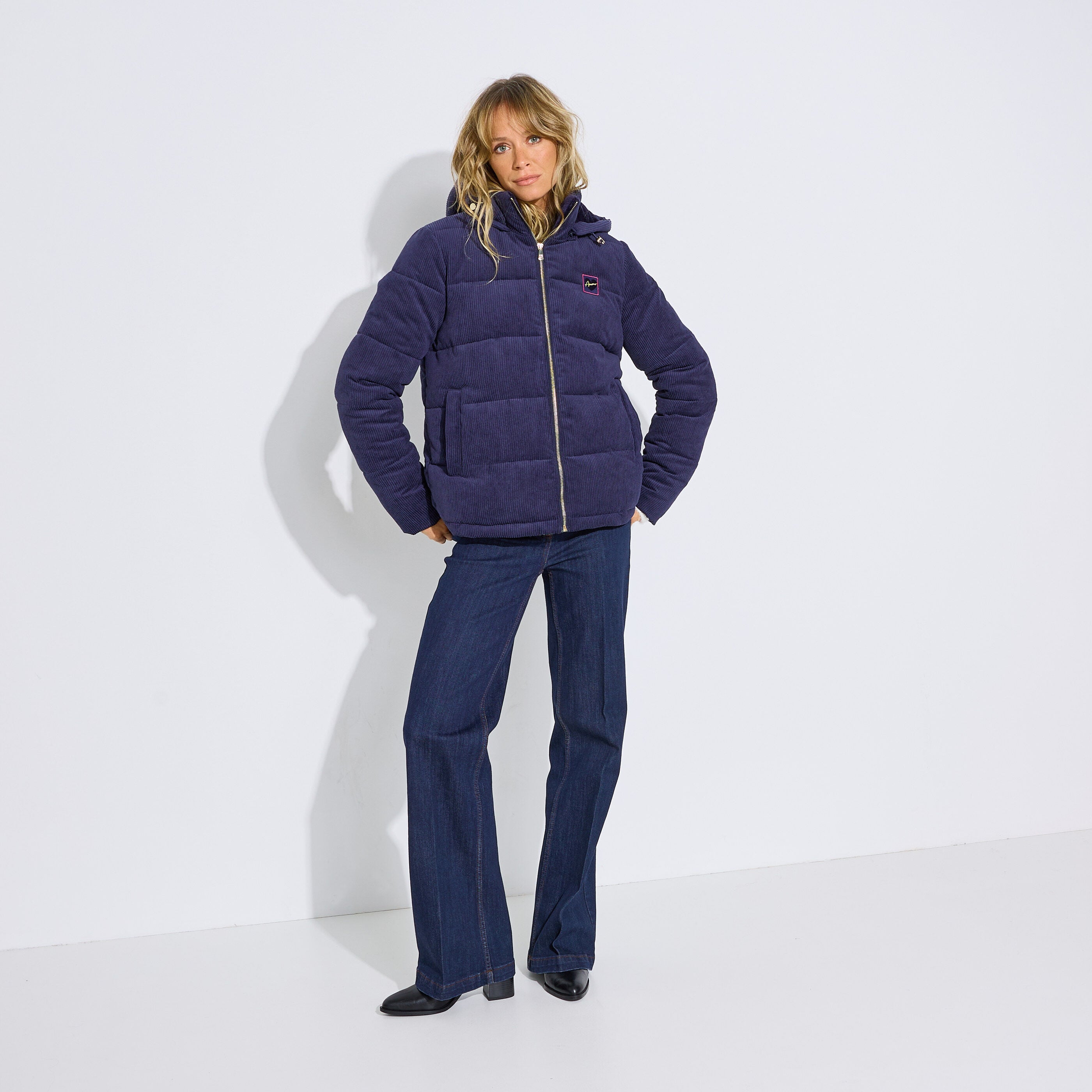 Doudoune courte velours femme