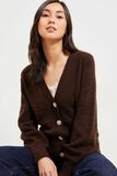 Gilet col V ajouré femme