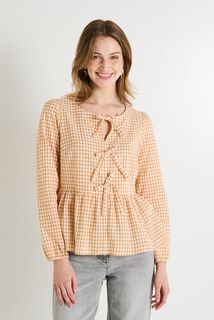 Blouse vichy à nœuds femme