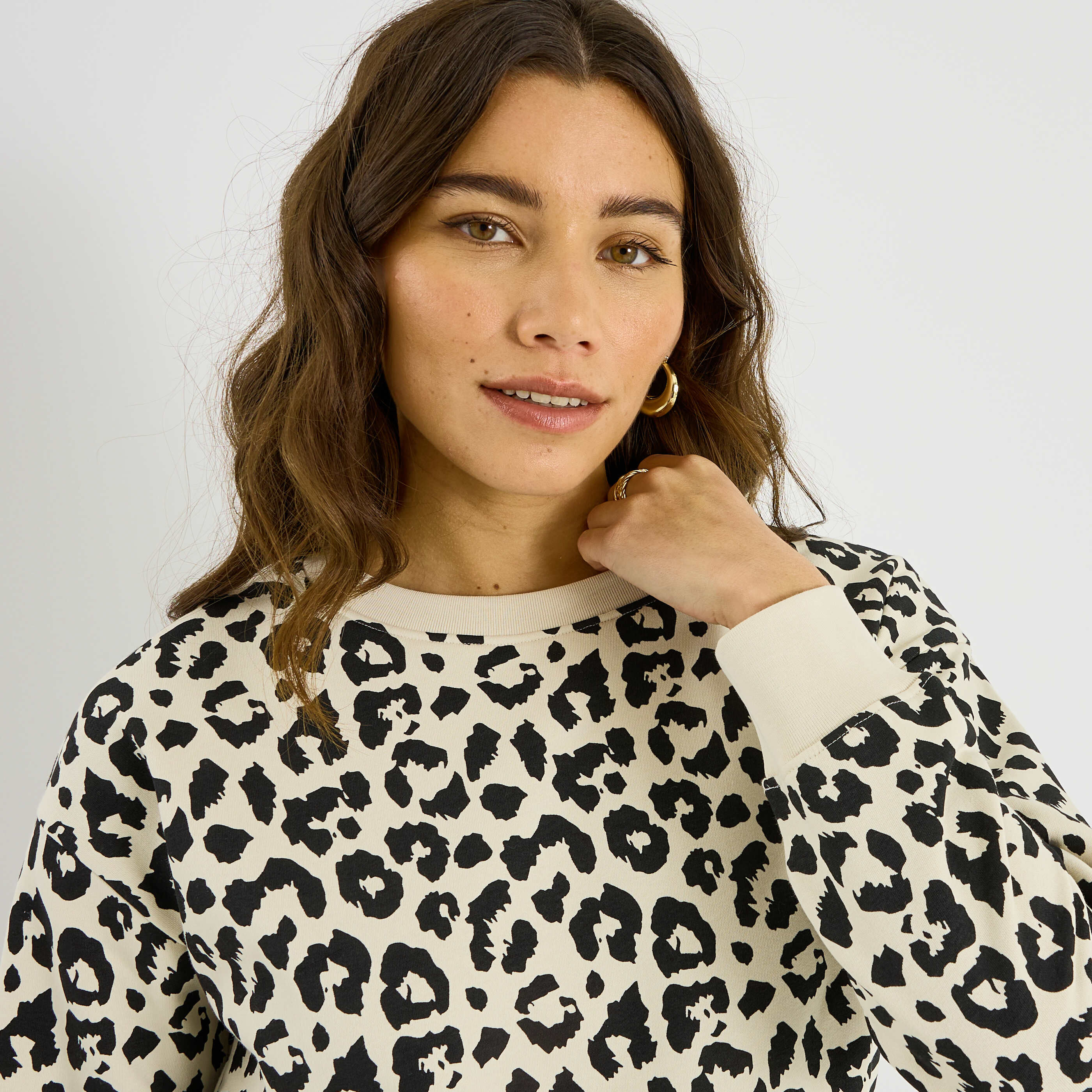 Sweat imprim&eacute; l&eacute;opard femme