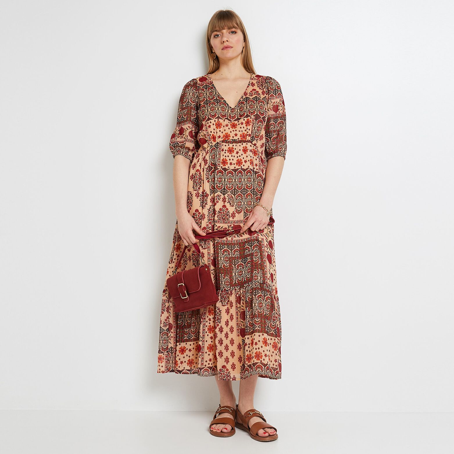 Robe longue imprimée femme