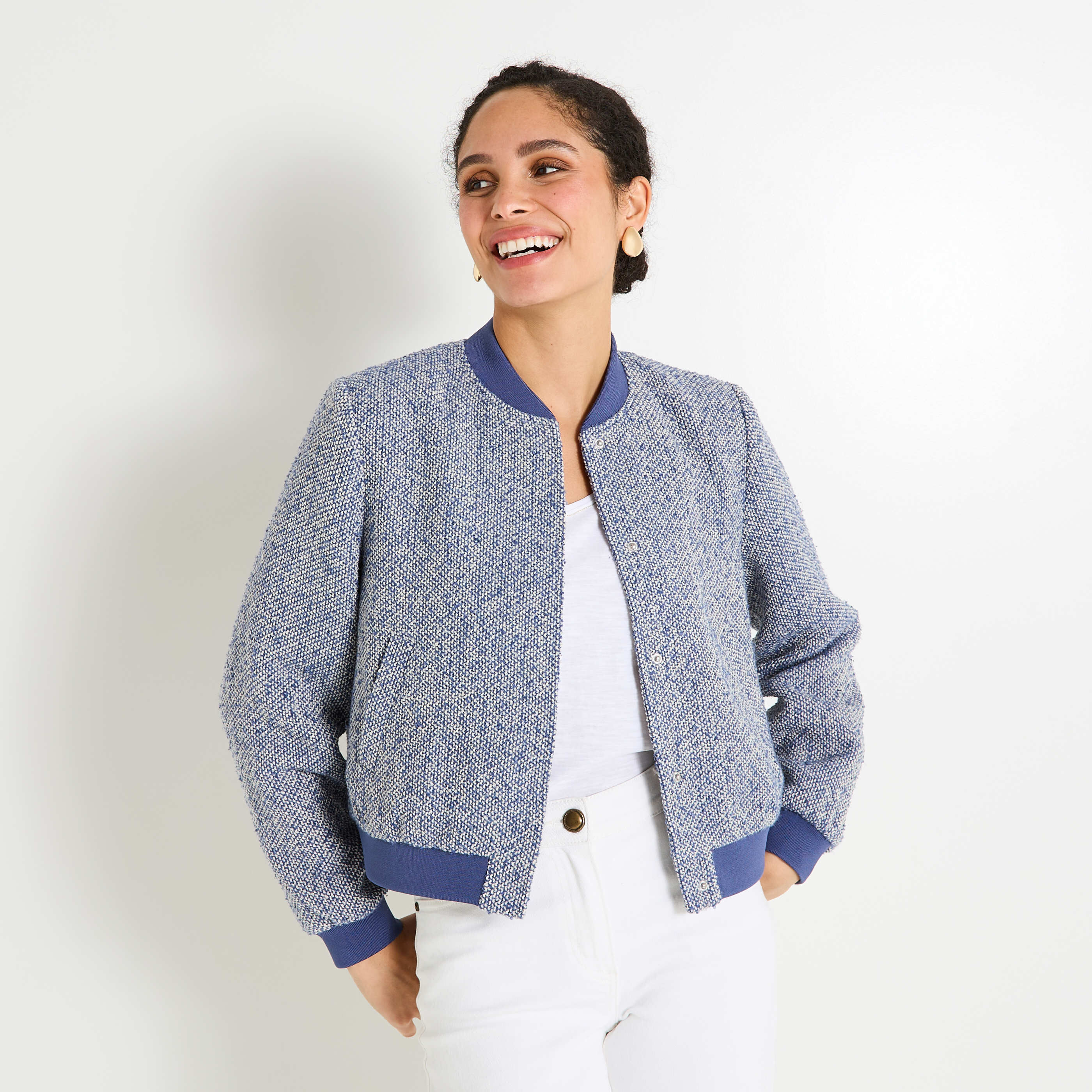 Bomber en tweed femme