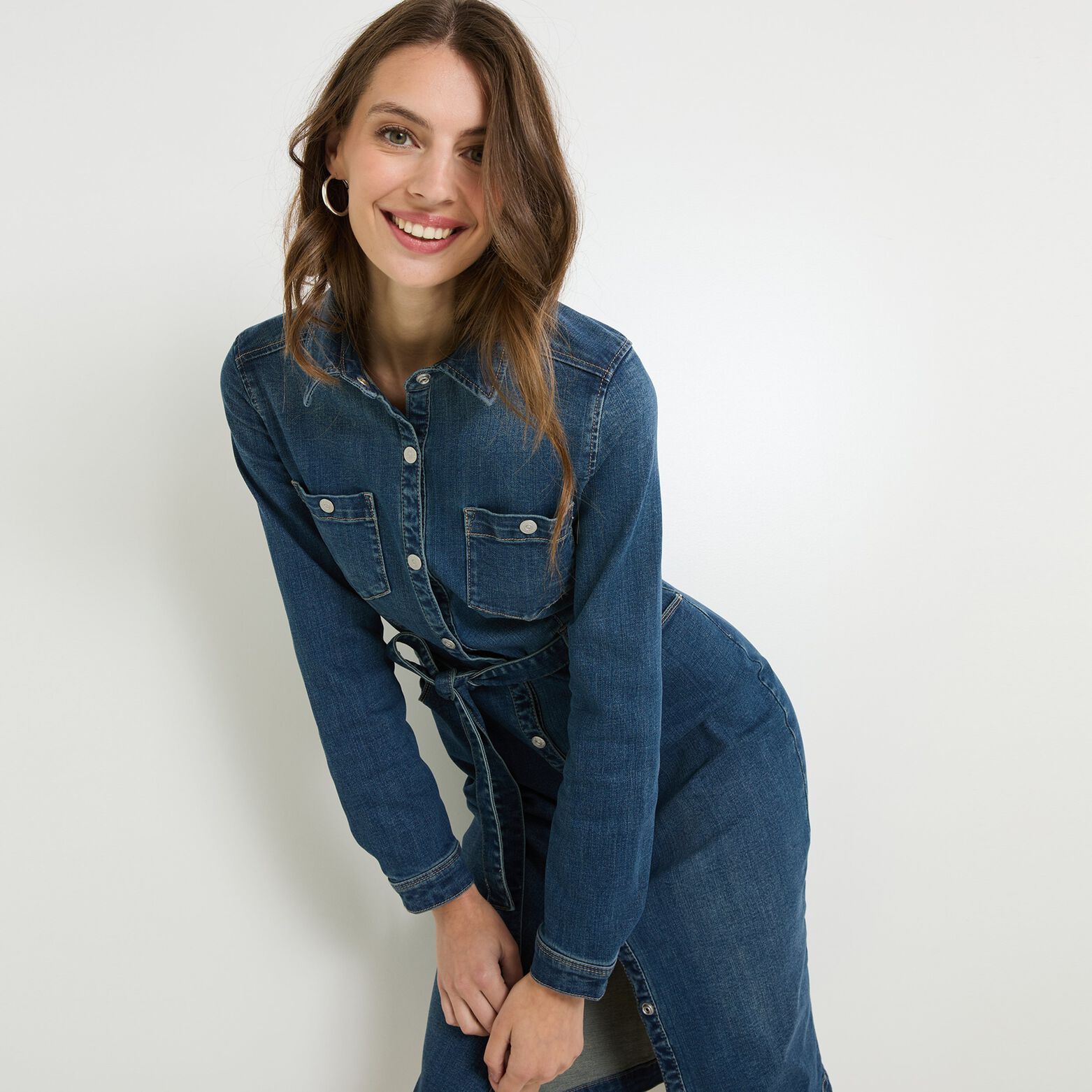 Robe col chemise femme