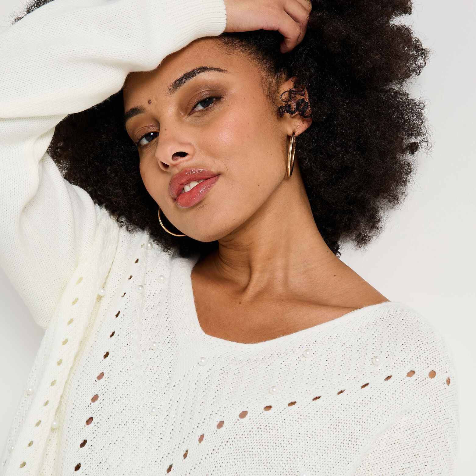 Pull col V femme