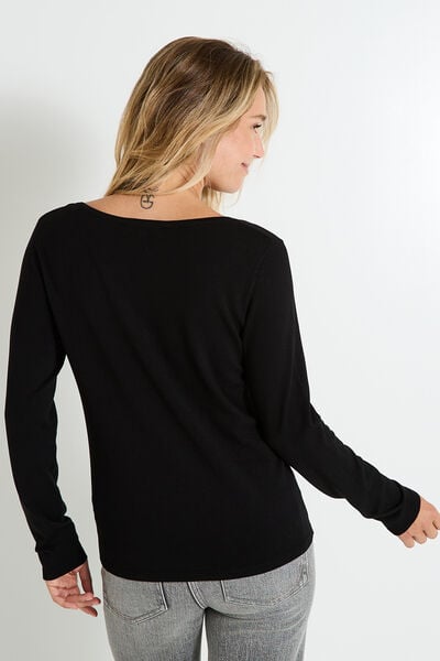 Pull col V guipure femme