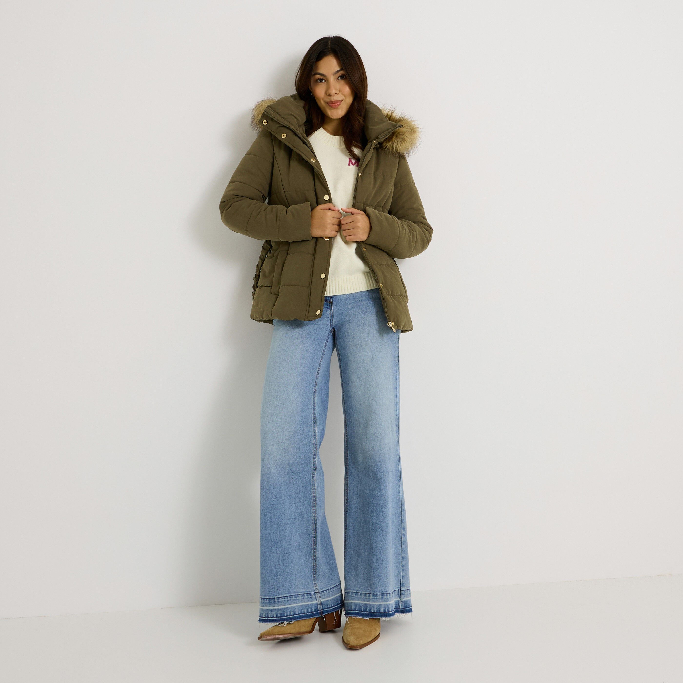 Doudoune courte &agrave; capuche amovible femme