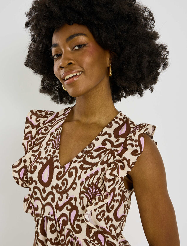 Robe courte imprim&eacute; boh&egrave;me 