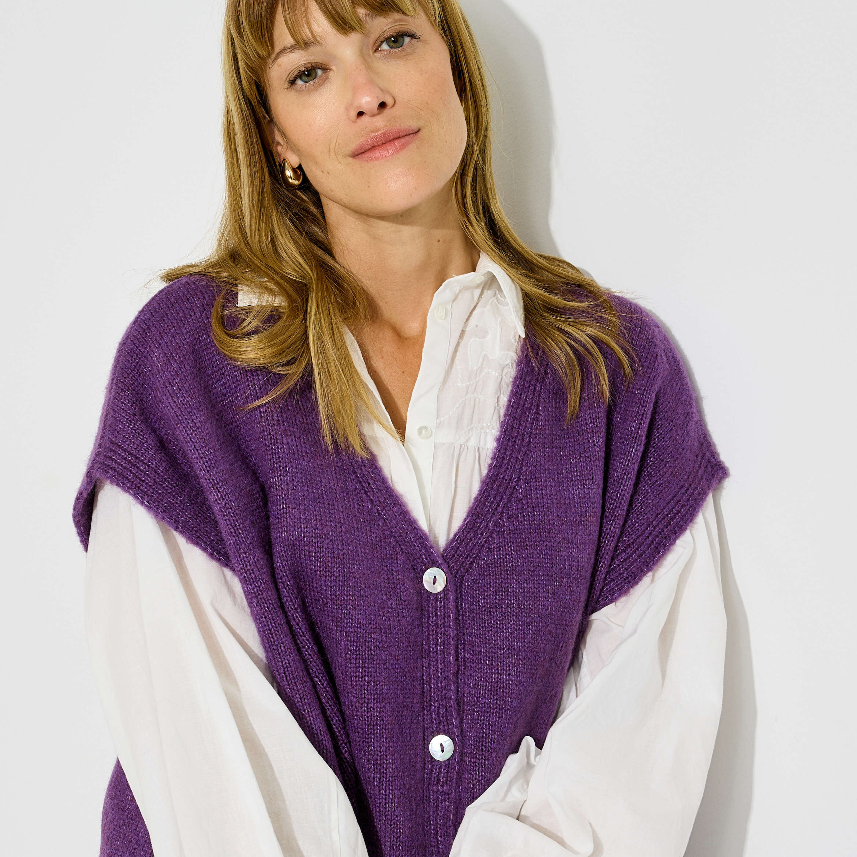 Gilet col V femme