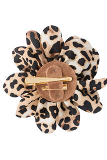 Broche fleur à imprimé léopard