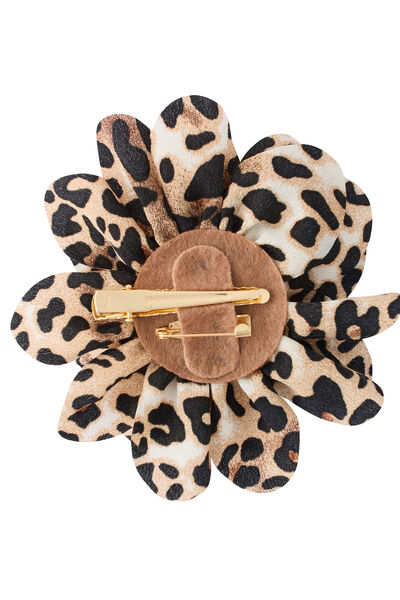 Broche fleur à imprimé léopard