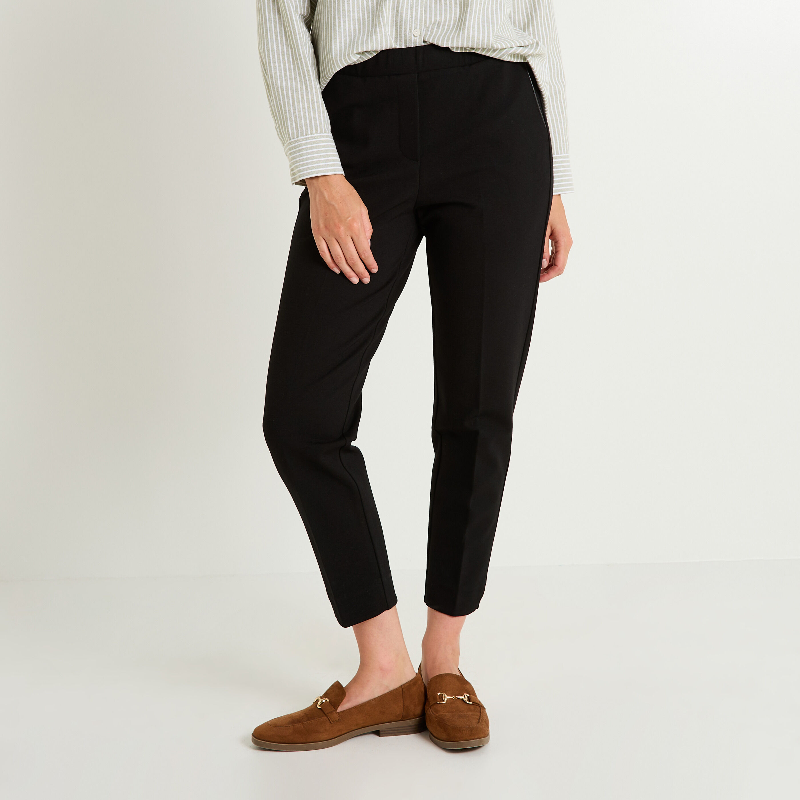 Pantalon cigarette en maille femme