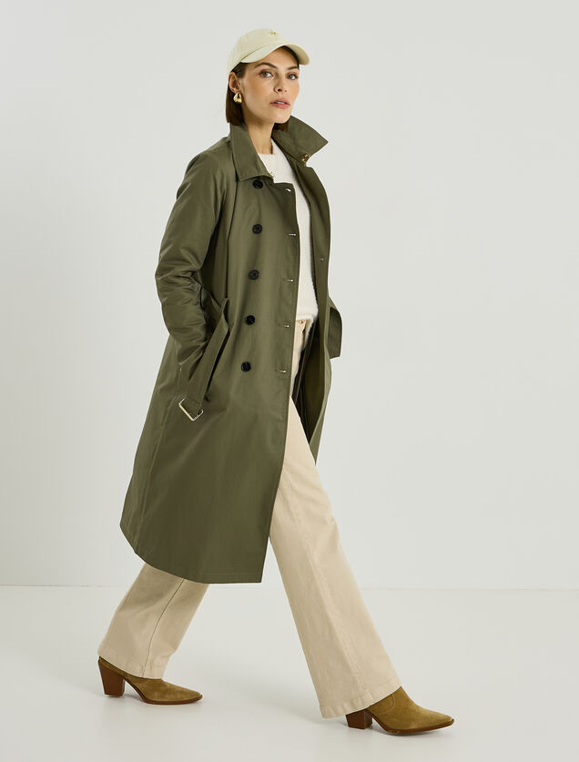 Trench long &agrave; capuche amovible femme