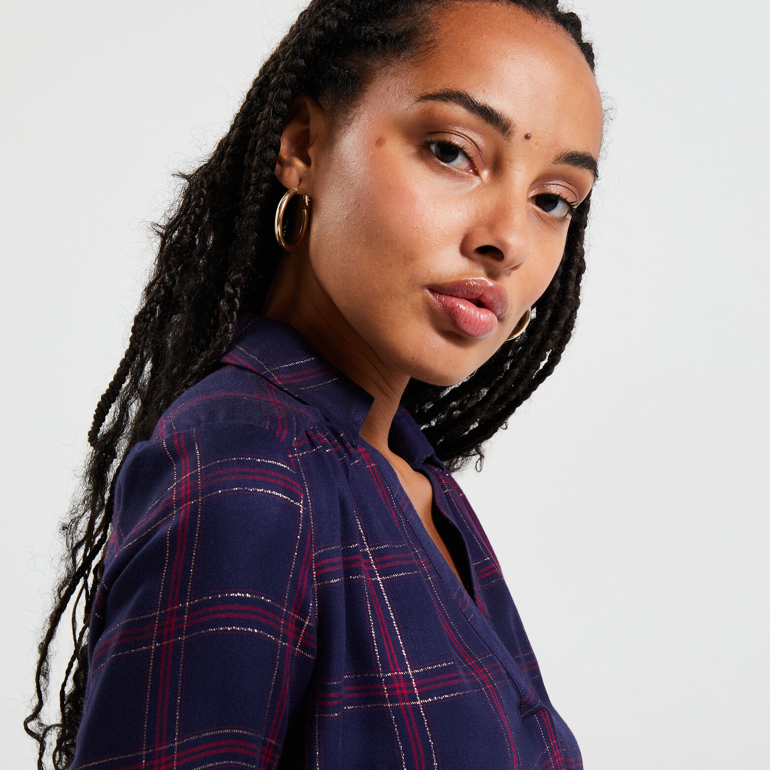 Blouse à carreaux femme