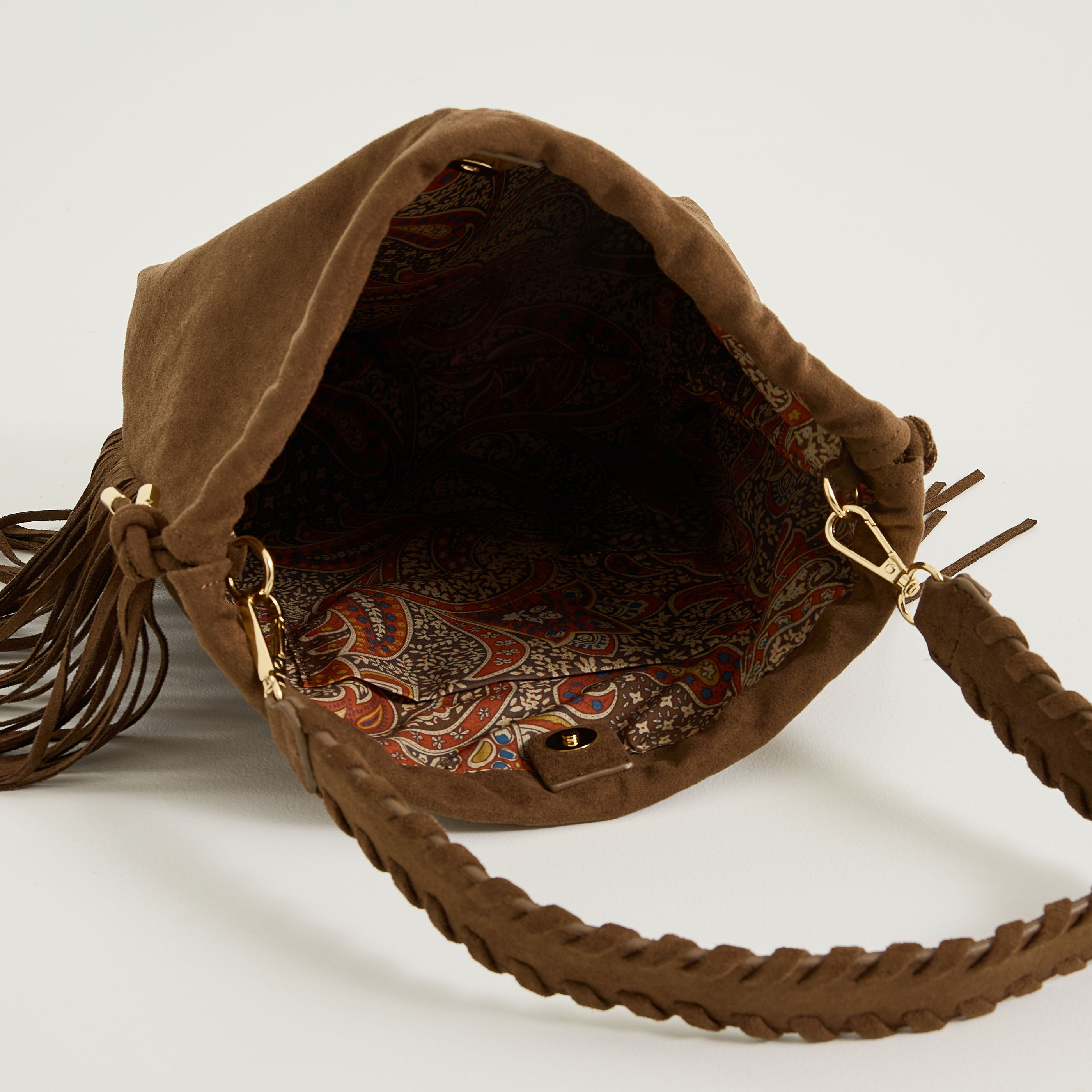 Sac port&eacute; &eacute;paule &agrave; franges femme